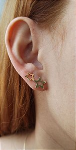 Brincos Estrelas Semijoia 18k - MB05