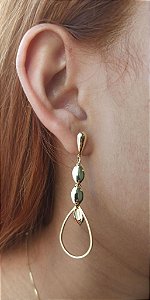 Brincos Longos Tabalhados Semijoia 18k - MB50