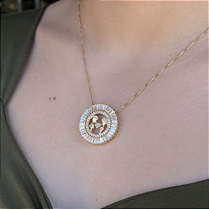 Gargantilha Casal Cravejado Com Zircônias Semijoia18k - MC37