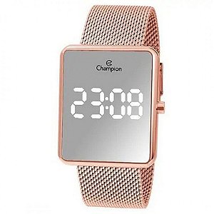 Relógio Champion Feminino Rosê Led espelhado -  CH40080Z