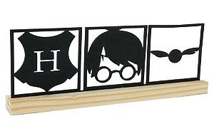 Enfeite de Madeira 30cm Trio Harry Potter
