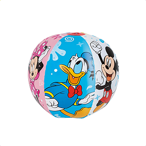 Bola Inflável Mickey Disney Infantil 34cm Mor Para Piscina e Praia Vinil Brinquedo Verão