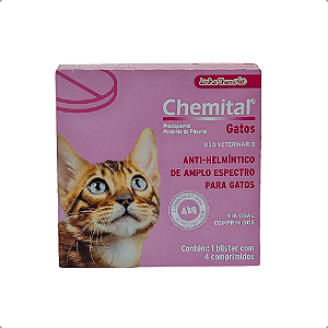 Chemital Gatos – Vermífugo Anti-helmíntico de Amplo Espectro para Felinos