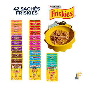 Kit 42 Sachês Friskies Purina Para Gatos Adultos Sabores Sortidos