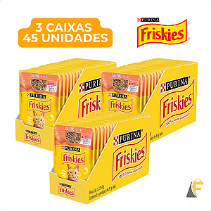 Kit 45 Sachês Friskies Purina Salmão Para Gatos Adultos 3 Caixas
