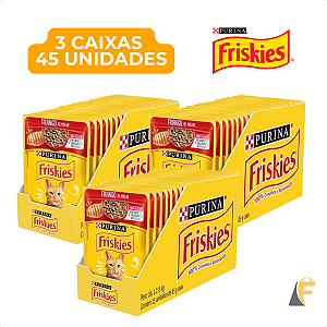 Kit 45 Sachês Friskies Purina Frango ao Molho Para Gatos Adultos 3 Caixas