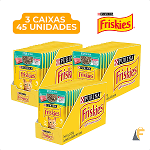 Kit 45 Sachês Friskies Purina Atum Para Gatos Adultos 3 Caixas