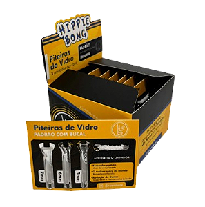Piteira de Vidro Hippie Bong Padrão com Bocal - 7 Card com 3 Piteiras