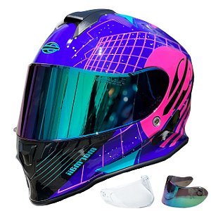 COMBO - Capacete Fechado Mormaii M1 Starry Brilho + Viseira Camaleão