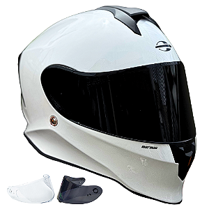 COMBO - Capacete Fechado Mormaii M1 Origin Branco Brilho + Viseira Fumê