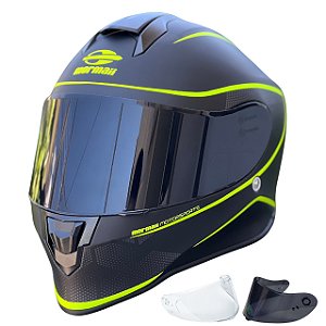 COMBO - Capacete Fechado Mormaii M1 Classic Neon + Viseira Fume