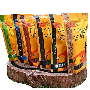Kit completo de 6 ervas Campão Super Premium: Pura Folha, Burrito, Menta Extreme, Limão Ice Extreme, Crioula e Menta e Boldo.
