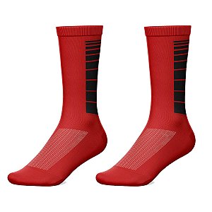 MEIA CANO ALTO CICLISMO MOUNTAIN BIKE ACADEMIA VERMELHO RISCOS