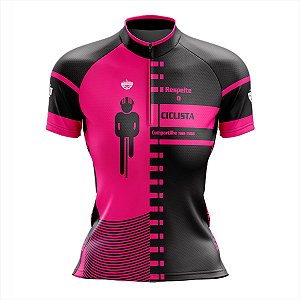CAMISA CICLISMO FEMININA MOUNTAIN BIKE MANGA CURTA RESPEITE O CICLISTA ROSA