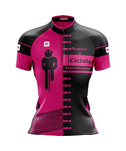 CAMISA CICLISMO FEMININA MOUNTAIN BIKE MANGA CURTA RESPEITE O CICLISTA ROSA