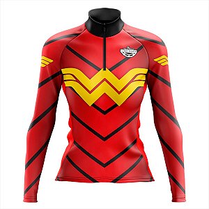 CAMISA CICLISMO FEMININA MOUNTAIN BIKE MANGA LONGA MARAVILHA VERMELHA