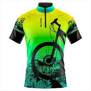 CAMISA CICLISMO MASCULINA MOUNTAIN BIKE MANGA CURTA RODA BIKE FLÚOR