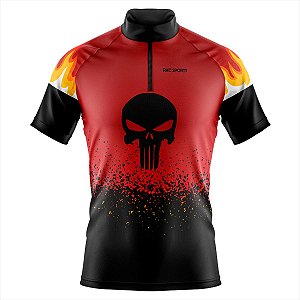 CAMISA CICLISMO MASCULINA MOUNTAIN BIKE MANGA CURTA JUSTICEIRO VERMELHO