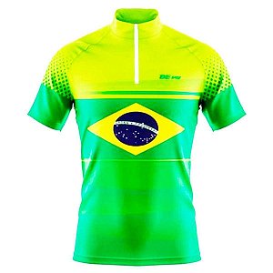 CAMISA CICLISMO MASCULINA MOUNTAIN BIKE MANGA CURTA BE FAST SELEÇÃO BRASIL FLÚOR *SEM TROCA*