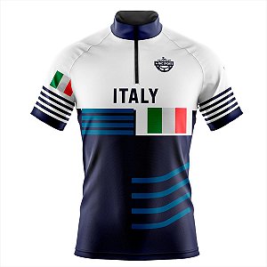 CAMISA CICLISMO MASCULINA MOUNTAIN BIKE MANGA CURTA ITALIA BRANCA