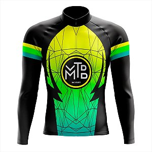 CAMISA CICLISMO MASCULINA MOUNTAIN BIKE MANGA LONGA MTB FLÚOR