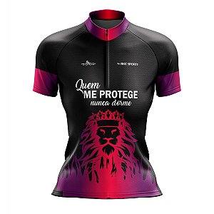 CAMISA CICLISMO FEMININA MANGA CURTA RKC SPORTS QUEM ME PROTEGE NUNCA DORME MODELO 69