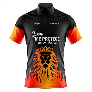 CAMISA CICLISMO MASCULINA MOUNTAIN BIKE MANGA CURTA QUEM ME PROTEGE NUNCA DORME