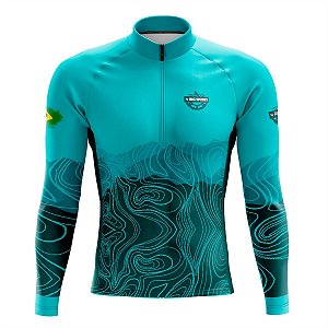 CAMISETA DE CICLISMO MASCULINA MANGA LONGA DESERTO AZUL CELESTE 51