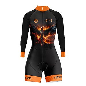 MACAQUINHO MOUNTAIN BIKE FEMININO MANGA LONGA RKC FÊNIX LARANJA
