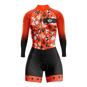 MACAQUINHO MOUNTAIN BIKE FEMININO MANGA LONGA RKC CÃES LARANJA