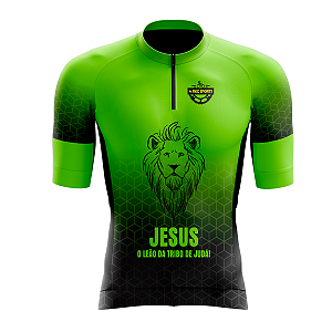 CAMISA CICLISMO MANGA CURTA MASCULINA LEÃO JUDÁ VERDE 58