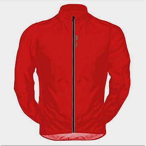 JAQUETA CORTA VENTO CICLISMO UNISEX VERMELHO COM BOLSO