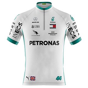 CAMISA CICLISMO  MASCULINA MANGA CURTA PETRONAS BRANCA