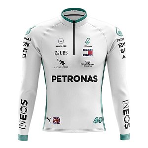 CAMISA CICLISMO MASCULINA MANGA LONGA PETRONAS BRANCA