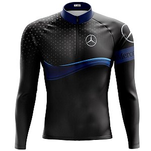 CAMISA CICLISMO MASCULINA MANGA LONGA MERCEDES AZUL