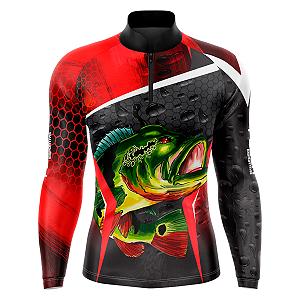 CAMISA DE PESCA MASCULINA MANGA LONGA VERMELHA UV+50