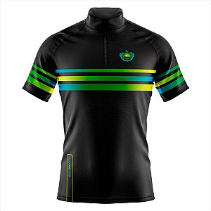 CAMISETA CICLISMO MASCULINA MANGA CURTA RKC SPORTS LISTRAS VERDE UV+50