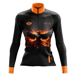 CAMISA CICLISMO FEMININA RKC SPORTS MANGA LONGA FÊNIX UV+50