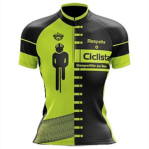 Camisa Ciclismo Feminina Manga Curta Respeite o Ciclista UV+50