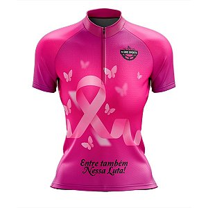CAMISA CICLISMO MANGA CURTA OUTUBRO ROSA ENTRE TAMBEM NESSA LUTA