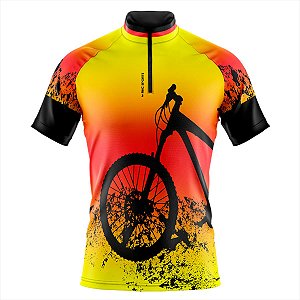 Camisa Ciclismo Masculina Manga Curta Rkc Sports Pneu Laranja