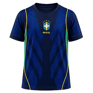 Camiseta Brasil Azul Infantil Futebol Rkc Sports UV+50