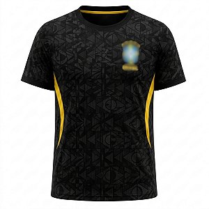 Camiseta Brasil Preta Infantil Futebol Rkc Sports UV+50
