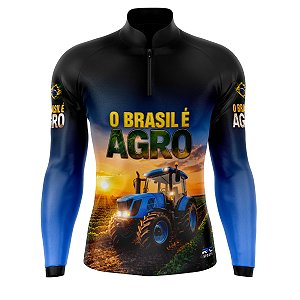 Camiseta Agro Manga Longa Rkc Sports O Brasil é Agro Proteção UV+