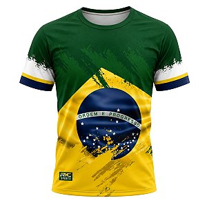 Camiseta Esportiva Masculina Rkc Sports Brasil Bandeira Proteção UV+50