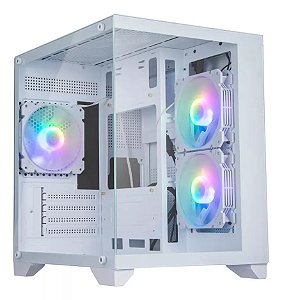 GABINETE GAMER AQUARIO BG-052 SOUL PRO BRANCO BLUECASE - 3X FAN ARGB / S/ FONTE / VIDRO / USB 3.0 / MICRO-AT