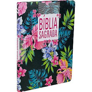 Bíblia Sagrada NAA Slim floral preta