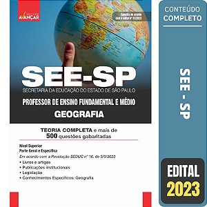 Apostila Concurso SEE SP 2023 - Professor De Geografia - Parte Geral e Específica