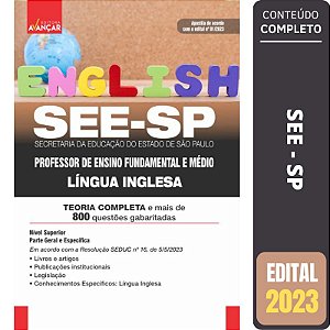 Apostila Concurso SEE SP 2023 - Professor De Língua Inglesa - Parte Geral e Específica