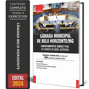 Apostila Câmara Municipal BH - Belo Horizonte Mg 2024 - Comum aos Cargos De Nível Superior